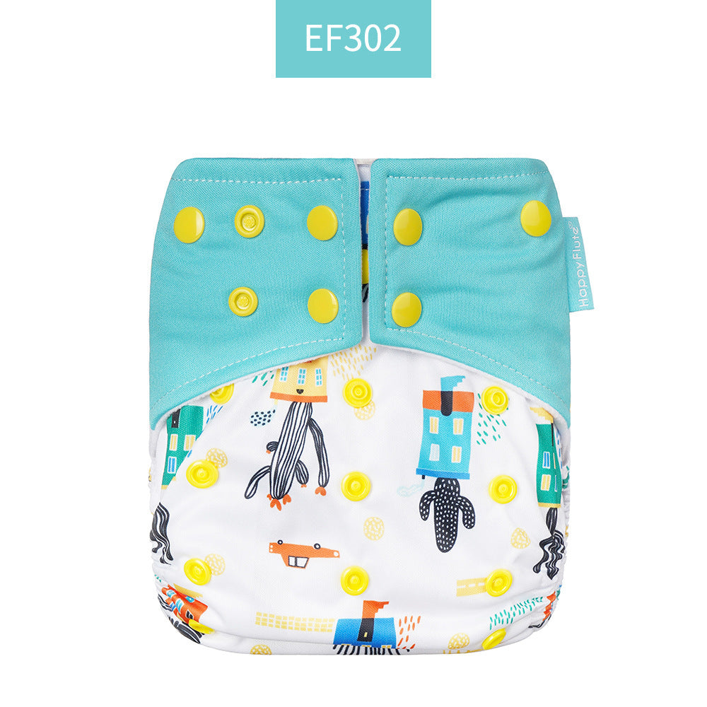 Happyflute Baby Cloth Diaper Waterproof Side Leakage Prevention Washable Diaper Pants Cloth Diaper Cloth Diaper Cover