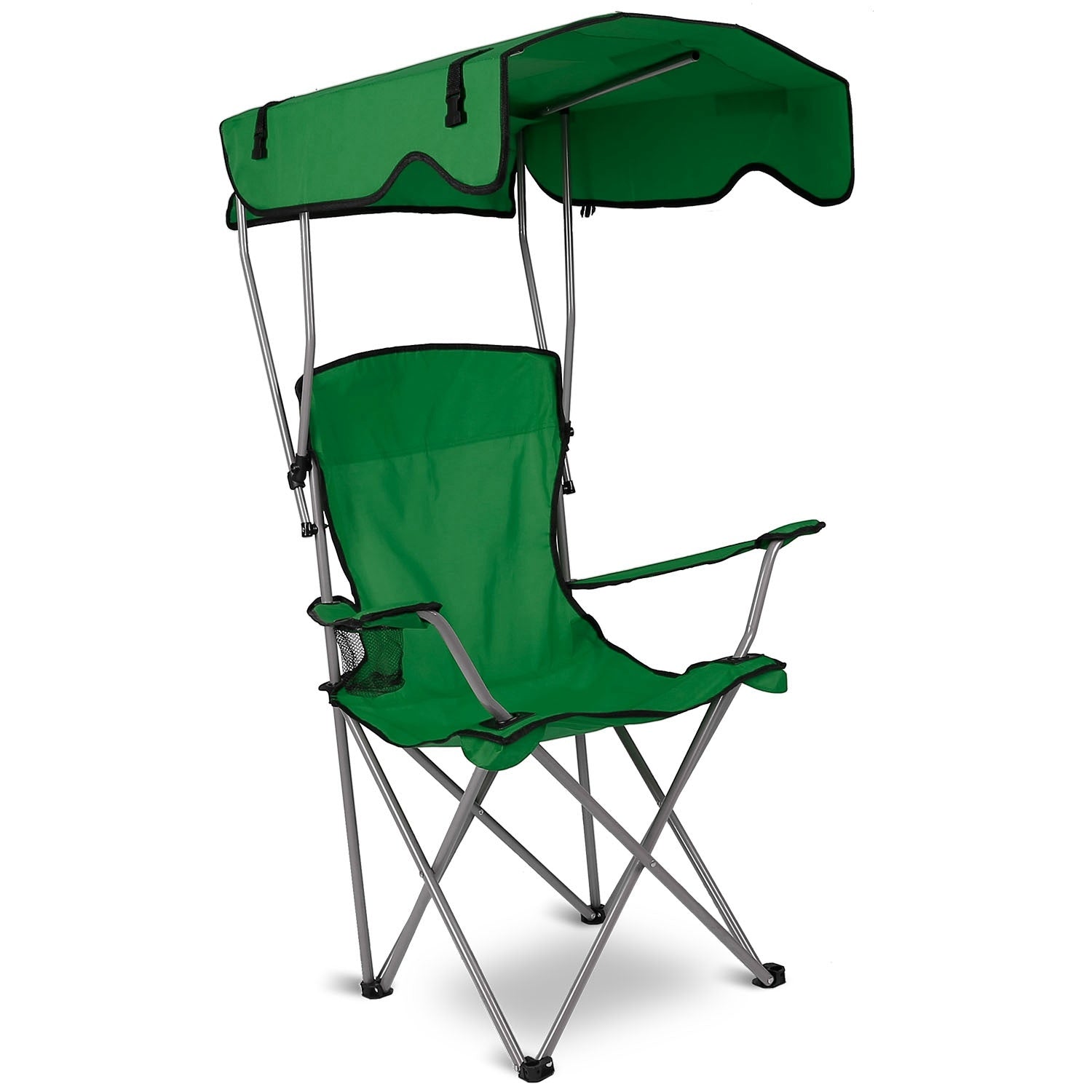1Pc Foldable Camping Chair With Canopy Cup Holder 330LBS Max Load Folded As A Carry Bag Fedex Shipping